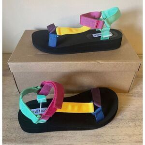Steve Madden Women's Henley Ankle Strap Flatform Sandals‎ Multi NEW Size 7